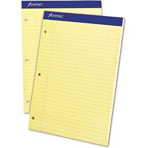 Ampad Evidence Dual Ruled Pad, Legal Ruling, Size 8.5 x 11.75 Inches, Canary Paper, 100 Sheets Per Pad (20-243)