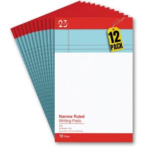 Notepads, Office Legal Pads, Writing Pads, Narrow Rule, 50 Blue Sheets, 5 x 8 Sheets, 12 pack