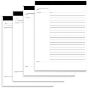 6 Pack Legal Pads 8.5" x 11" Note Pads with Date on Top, 50 Sheets Lined Paper Writing Pads, Narrow Ruled White Notepad Notebook for Office Business School College Supplies