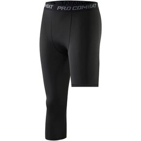 HYCOPROT Men's One Leg 3/4 Compression Pants Athletic Tight Leggings Base Layer for Running Basketball