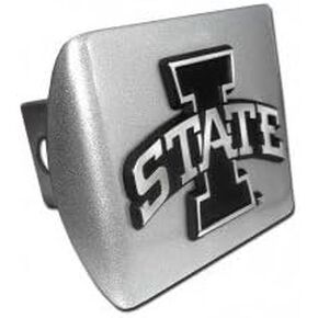 Iowa State Cyclones"Brushed Silver with I State Emblem" Metal Trailer Hitch Cover Fits 2 Inch Auto Car Truck Receiver with NCAA College Sports Logo