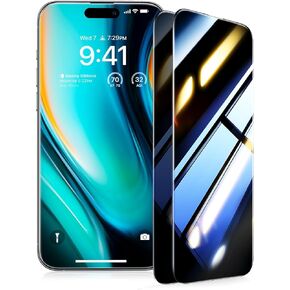 Ultra Top 9H+ Glass for iPhone 15 Privacy Screen Protector [Invisible Privacy Armor] Privacy Screen iPhone 15 Tempered Glass [Full Coverage & Longest Durable] High Definition, 2 Packs