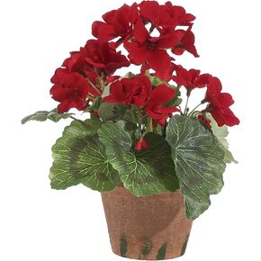 9 Inch High Red Geranium - Artificial Flowers with Leaves Bound with Moss in Kuwait