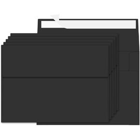 100 Packs Black 5x7 Envelopes, 5x7 Envelopes for Invitation, A7 Envelopes，Card Invitation Envelopes Self Seal，Wedding Birthday Envelopes，Party Baby Shower Envelopes