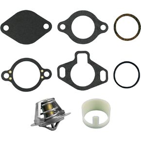 807252Q5 Thermostat Kit 160° with Gasket and Plastic Sleeve Fits for Mercruiser V6 V8 GM Engines 1987-2016 Replace 807252T5 807252T8 23806922