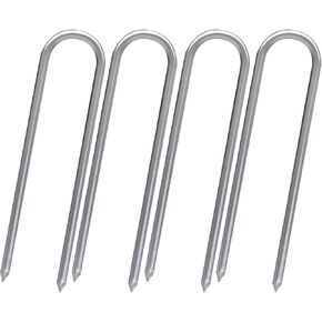 Sutekus Trampoline Stakes Wind Stake Heavy Duty U Shape Steel Ground Anchors for Trampoline Garden Camping Soccer Goals (Silver/4pcs)