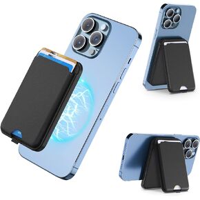 SHANSHUI Wallet for Magsafe, Magnetic Wallet with Ajustable Stand Anti-drop Magnet Card Holder for Back of Phone Wallet Credit Card Holder Compatible for iPhone 14/13/12 Series & Magsafe Case Black