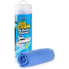 Salty Captain Big Cham Chamois: Ultra-Absorbent, Surface-Safe Drying Cloth for Boats, Jetskis, Cars & More - Durable & Convenient with Storage Case