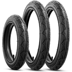 Rear 16×1.75 and Front 12.5×1.75x2.25 Tires and Tubes(2Sets+1Set) Fit for BOB 3-Wheeler Gear Jogging Troller Models-Single and Double Stroller, Compatible with Revolution SE/Pro/Flex and Duallie