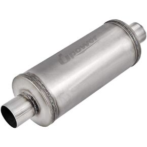 Upower 2.5 Inch Inlet Muffler 2.5" In(C)/Out(C) 6" Round 14" Body Universal Stainless Steel Exhaust Muffler TBM2616 Straight Through Whole Length 20"