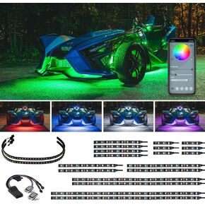 LEDGlow 20pc Bluetooth Advanced Million Color LED Accent Underlow Lighting Kit Compatible with Polaris Slingshot - Smartphone App - Brake Lights Feature - Waterproof Control Box - Flexible Strips