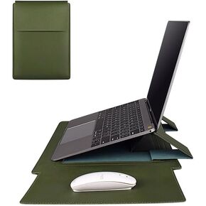 Laptop Sleeve with Stand and Mouse Pad 14.1-15.4 Inch Leather Laptop Case Notebook Computer Protective Cover Slim Bag for MacBook Air/Pro Dell Lenovo ThinkPad HP Samsung Asus Acer (Black)