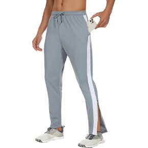 Men's Sweatpants Zipper Legs Bottom - Tapered Track Traning Running Athletic Workout Basketball Slim Fit Pant Zip Pockets