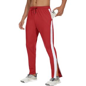 Men's Sweatpants Zipper Legs Bottom - Tapered Track Traning Running Athletic Workout Basketball Slim Fit Pant Zip Pockets