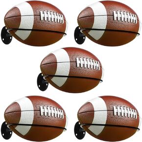 Wall Mounted Football Holders, 5 Pcs Rugby Display Racks with Expansion Screws, Space Saving Sports Ball Storage Stands, Universal Organization and Storage Units for Soccer, Basketball