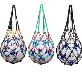 Basketball Net Bag, 3PCS Single Ball Basketball Bag, Nylon Single Ball Carrier Net Bag for Basketball Football Volleyball Soccer