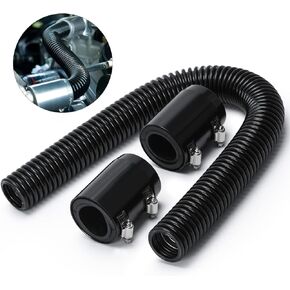 Hypertune Universal 24" Stainless Steel Radiator Flexible Coolant Water Hose Kit W/ Cap Clamp Black