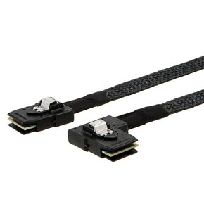 Mini SAS Cable, SFF-8087 to SFF-8087 Straight to Left Angle High-Speed Data Transfer for SAS/RAID Controllers, Backplanes, and Servers, 2FT