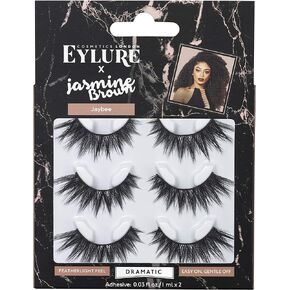 Eylure Jasmine Brown, False Lashes, Curly Queen, Adhesive Included, Reusable, 1 Pair