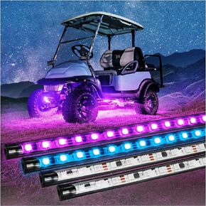 6PCS Golf Cart Underbody Light Kit with Canopy Lights, Underglow LED Strip for Yamaha EZGO Club Car, 24 Modes Multicolor RGB Music Sync IP67 Waterproof