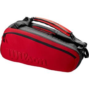WILSON Clash V2 Super Tour Tennis Racket Bag - Red/Black, Holds up to 6 Rackets
