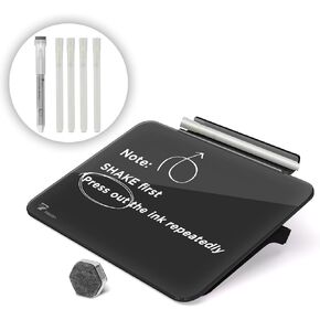 TOWON Small Glass Dry Erase Board, Desk White Board with Standing, Mini Whiteboard Easel Pad Set, Stenography Artifact for Office, Home and School Supplies, 8x6 Inches, White
