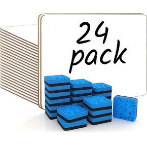 Scribbledo 24 Small White Board Dry Erase Boards Classroom Pack Mini White Boards 9" x12" Double Sided Personal Whiteboards for Students Teachers School Supplies Lapboards 24 Mini Erasers Incl