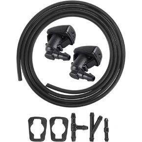 8S4Z17603AA 2pcs Windshield Washer Nozzle + 3 Meters Fluid Hose Tube Pipe + 3pcs Connector Adapter (I Y T) Compatible for 2008-2011 Ford Focus, 2007-2011 Edge, 2007-2010 Lincoln MKX