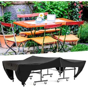 غطاء طاولة تنس، غطاء طاولة بينج بونج مقاوم للماء للاستخدام الداخلي والخارجي يناسب كلا الطاولات القابلة للطي والطاولات المسطحة وحماية من جميع الأحوال الجوية باللون الأسود (110.2 × 60.2 × 28.7 بوصة) in Kuwait