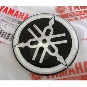 Yamaha 2CM-F313B-00 - Genuine 50MM Diameter Yamaha Tuning Fork Decal Sticker Emblem Logo Black / Silver Raised Domed Gel Resin Self Adhesive Motorcycle / Jet Ski / ATV / Snowmobile