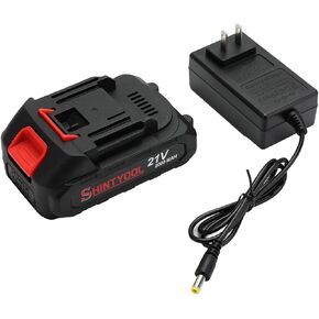 21v Lithium Battery - 2.0 Ah Battery with Charger Adapter Led Indicator Compatible with Leaf Blower and Mini Chainsaw