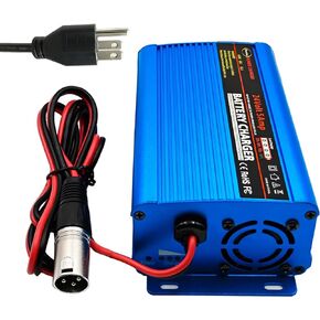 Unocho 24V Battery Charger Automatic Smart Charger 5A trickle Charger and I/O Switch 3 pin XLR Connector Suitable for Charging AGM Gel Lead-Acid Batteries for Cars wheelchairs Boats