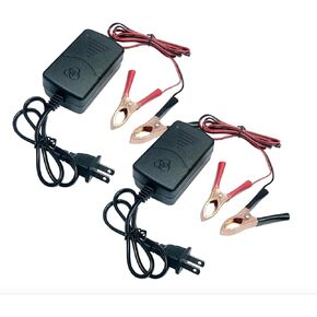 2PC Car Battery Charger 12V 1A Battery Charger Maintainer Trickle Charger for Boats Motorcycles ATVs Riding Mowers & Car Truck SUV RV with Smart 3 Stage Charging & Power Indicator