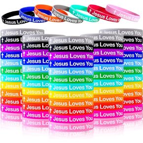 Jesus Loves You Silicone Wristbands Christian Jesus Bracelet For Men Women Party Favors Adults Multicolored