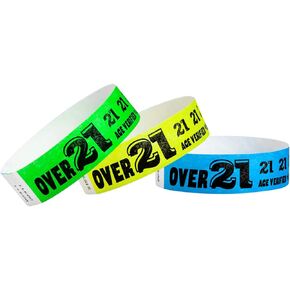 WristCo Over 21 Green - Tyvek Wristbands for Events - 500 Count ¾" x 10" - Waterproof Recyclable Comfortable Tear Resistant Paper Bracelets Wrist Bands for Concerts Festivals Admission Party