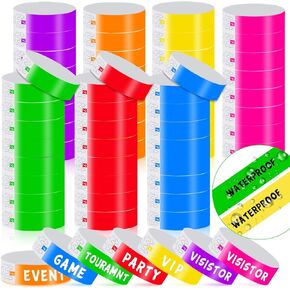 Wristbands for Events - 700pcs Waterproof Neon Wrist Bands for Events Concert, Festival Admission, Party (Yellow, Pink, Green, Blue, Red, Orange, Purple)