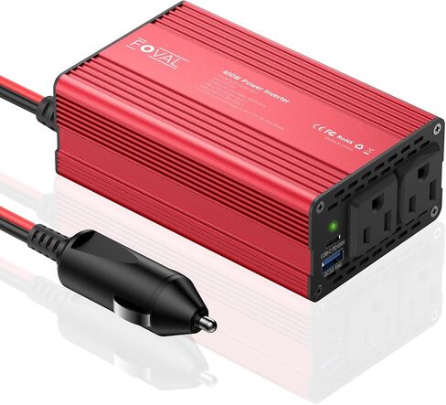 FOVAL 400W Power Inverter 12V DC to 110V AC Car Plug Adapter Outlet Converter with [65W PD USB-C] & [18W QC USB-A] Fast Charging Ports and 2 AC Outlets Car Power Inverters for Vehicles in Kuwait