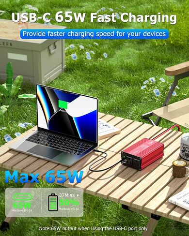 FOVAL 400W Power Inverter 12V DC to 110V AC Car Plug Adapter Outlet Converter with [65W PD USB-C] & [18W QC USB-A] Fast Charging Ports and 2 AC Outlets Car Power Inverters for Vehicles in Kuwait