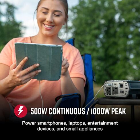 Cobra POWER 500W Power Inverter, Portable – 500-Watt Car Charger, 2 Grounded AC Outlets, 2 Fast Charge USB Ports and Remote Controller (CPIALCDG1) Compatible in Saudi Arabia