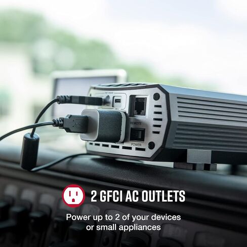 Cobra POWER 500W Power Inverter, Portable – 500-Watt Car Charger, 2 Grounded AC Outlets, 2 Fast Charge USB Ports and Remote Controller (CPIALCDG1) Compatible in Saudi Arabia