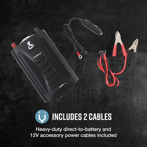 Cobra POWER 500W Power Inverter, Portable – 500-Watt Car Charger, 2 Grounded AC Outlets, 2 Fast Charge USB Ports and Remote Controller (CPIALCDG1) Compatible in Saudi Arabia