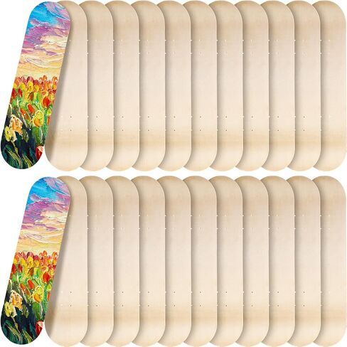24 Pack Blank Skateboard Decks Maple Kids Skateboard Deck Bulk 7.9 x 31 Inch Natural 7 Layer Wooden Double Tail Plain Skate Decks for Replacement Art Painting Home Decor in Saudi Arabia