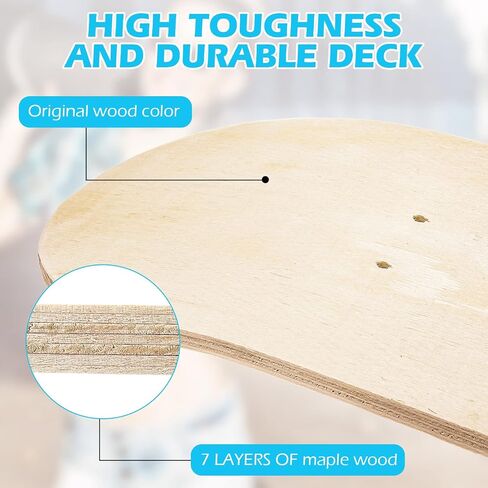 24 Pack Blank Skateboard Decks Maple Kids Skateboard Deck Bulk 7.9 x 31 Inch Natural 7 Layer Wooden Double Tail Plain Skate Decks for Replacement Art Painting Home Decor in Saudi Arabia