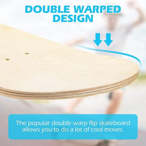 24 Pack Blank Skateboard Decks Maple Kids Skateboard Deck Bulk 7.9 x 31 Inch Natural 7 Layer Wooden Double Tail Plain Skate Decks for Replacement Art Painting Home Decor in Saudi Arabia