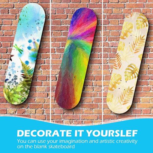 24 Pack Blank Skateboard Decks Maple Kids Skateboard Deck Bulk 7.9 x 31 Inch Natural 7 Layer Wooden Double Tail Plain Skate Decks for Replacement Art Painting Home Decor in Saudi Arabia
