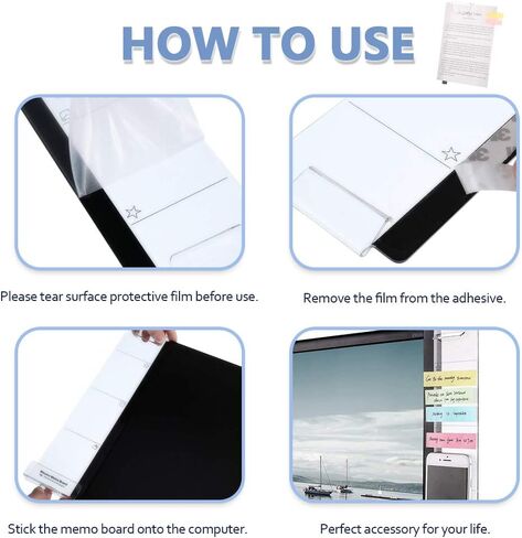Barelove Computer Monitor Memo Boards, Set of 2 (Left & Right) Clear Multifunction Acrylic Screen Message Pad Side Panel Phone Holder, Utility Organizer for Office Desktop, with 1 Pack Sticky Notes in Saudi Arabia