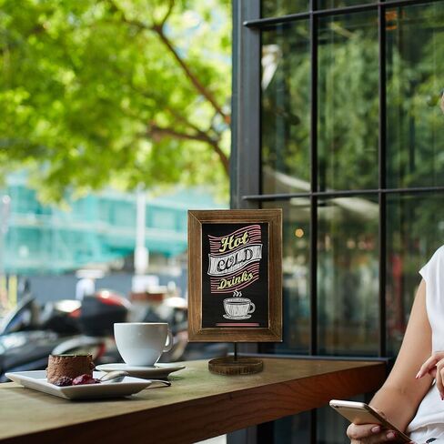 مجموعة MyGift مكونة من قطعتين، لافتة سبورة مقاس 12 بوصة مع إطار مستطيل من الخشب المحروق وقاعدة مستديرة، لافتة بطاقة مكان طاولة الزفاف الريفية، لوحة مذكرة صغيرة على سطح طاولة المطبخ in Saudi Arabia