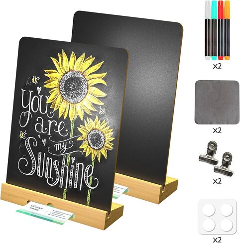 Chalkboard Signs 8.3 x 11.7,Small Chalkboard Signs with Stand and Business Card Holder,Wood Table Top Food Signs Bar Sign Message Board Menu Board for Kitchen Home Party and Event Decorations in Saudi Arabia