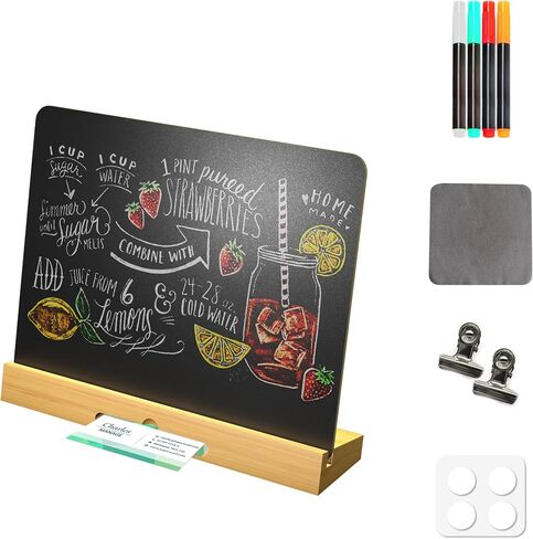 Chalkboard Signs 8.3 x 11.7,Small Chalkboard Signs with Stand and Business Card Holder,Wood Table Top Food Signs Bar Sign Message Board Menu Board for Kitchen Home Party and Event Decorations in Saudi Arabia