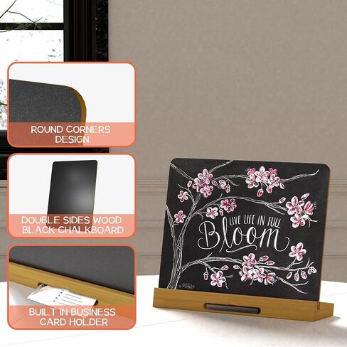 Chalkboard Signs 8.3 x 11.7,Small Chalkboard Signs with Stand and Business Card Holder,Wood Table Top Food Signs Bar Sign Message Board Menu Board for Kitchen Home Party and Event Decorations in Saudi Arabia